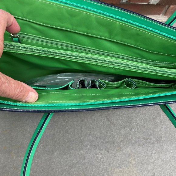 Lodis Beautiful Grass Green Tote, NEW,  three inside compartments - Picture 3 of 7